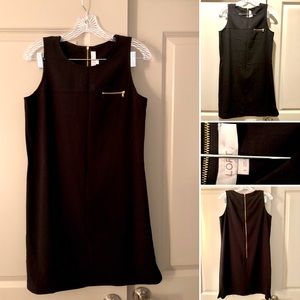Ann Taylor LOFT black shift dress with gold zipper